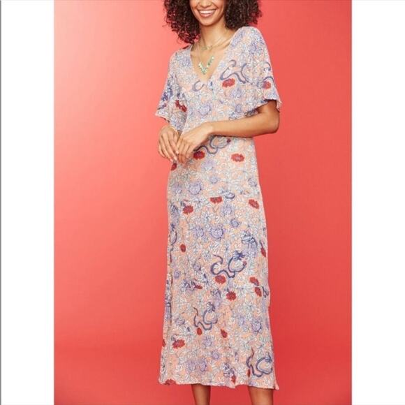 Roller Rabbit Issa Floral Midi Dress Sz S - Picture 1 of 9